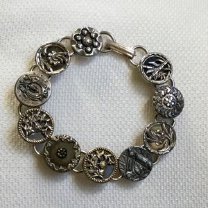 Victorian Era Silver Tone Metal Button Bracelet